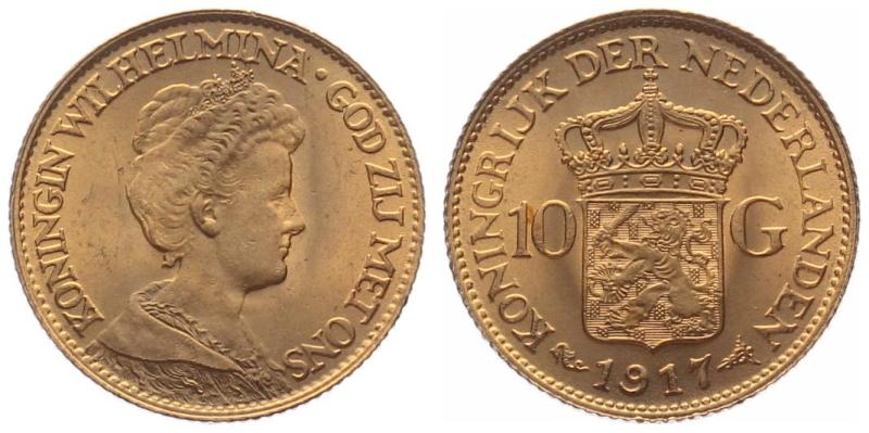 Niederlande 10 Gulden 1917 - Wilhelmina
